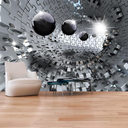 Fototapete „Puzzle Tunnel“ – Räumliche Tiefe durch optische Illusion