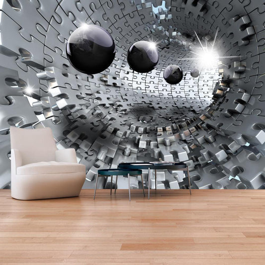 Fototapete „Puzzle Tunnel“ – Räumliche Tiefe durch optische Illusion