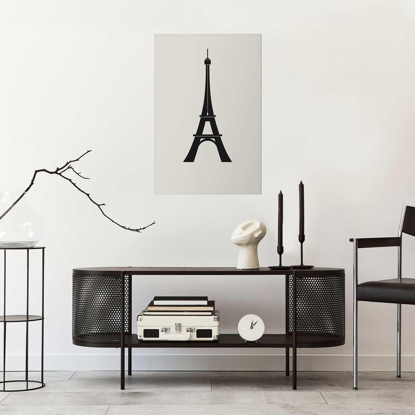 Poster - Eiffel Tower Simple Black-and-White Graphic Artgeist