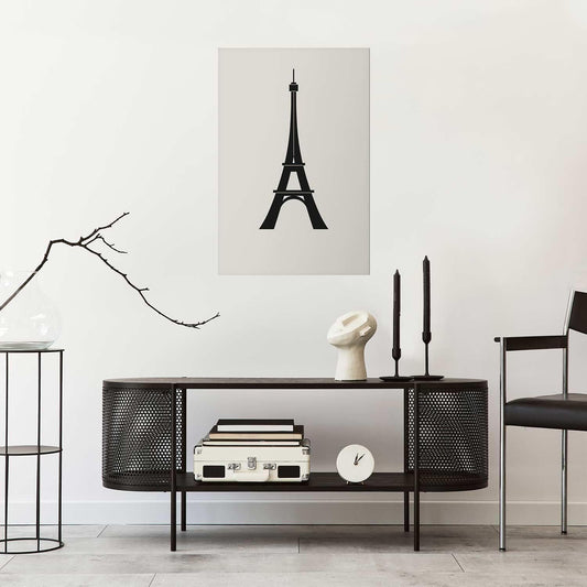 Poster - Eiffel Tower Simple Black-and-White Graphic Artgeist