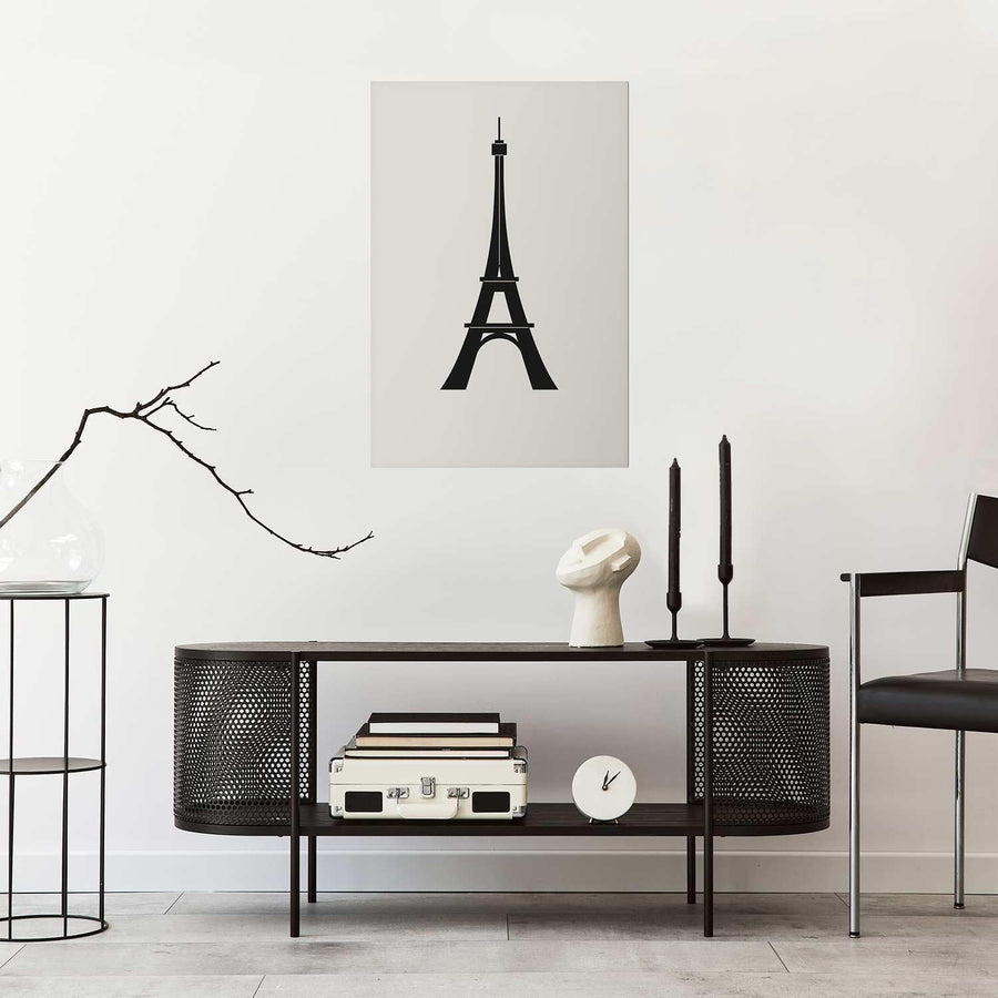 Poster - Eiffel Tower Simple Black-and-White Graphic Artgeist