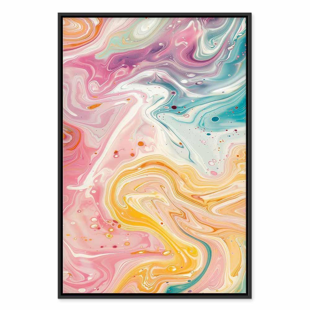 Leinwandbild - Colorful Chaos - Dynamic Shapes in Shades of Pink Yellow and Blue