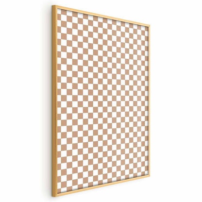 Poster - Geometry and Browns - a chessboard pattern in neutral shades