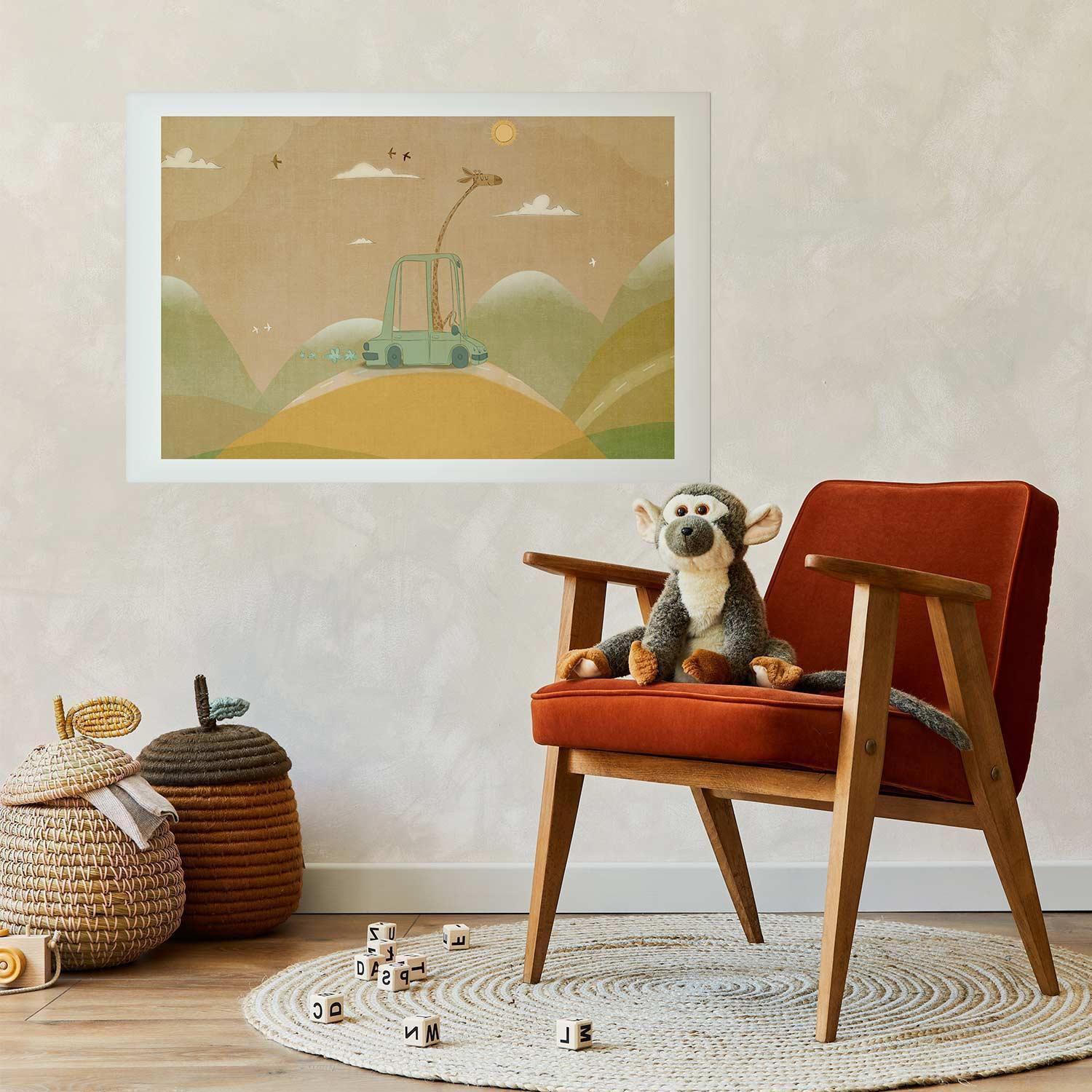 Wandbild Giraffe unterwegs in der Welt

