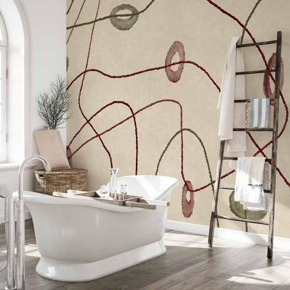 Fototapete - Lines and shapes – bead labyrinth on a pale washed background