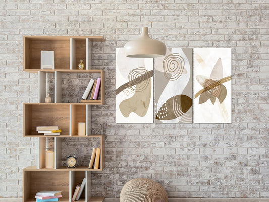 Leinwandbild - Beige Trio (3 Parts) Artgeist