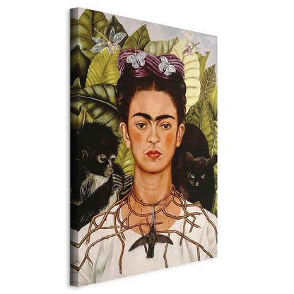 Leinwandbild - Frida Kahlo – Self-Portrait with Thorn Necklace and Hummingbird