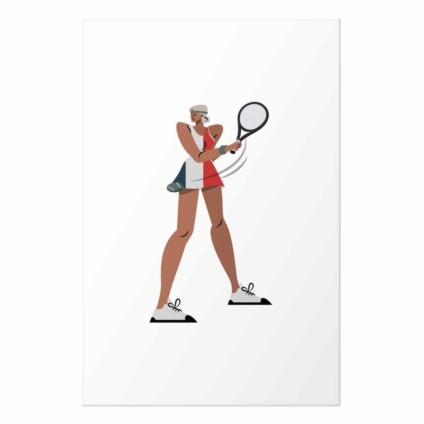 Poster - Tennis Player with a Racket on a White Background - Illustration