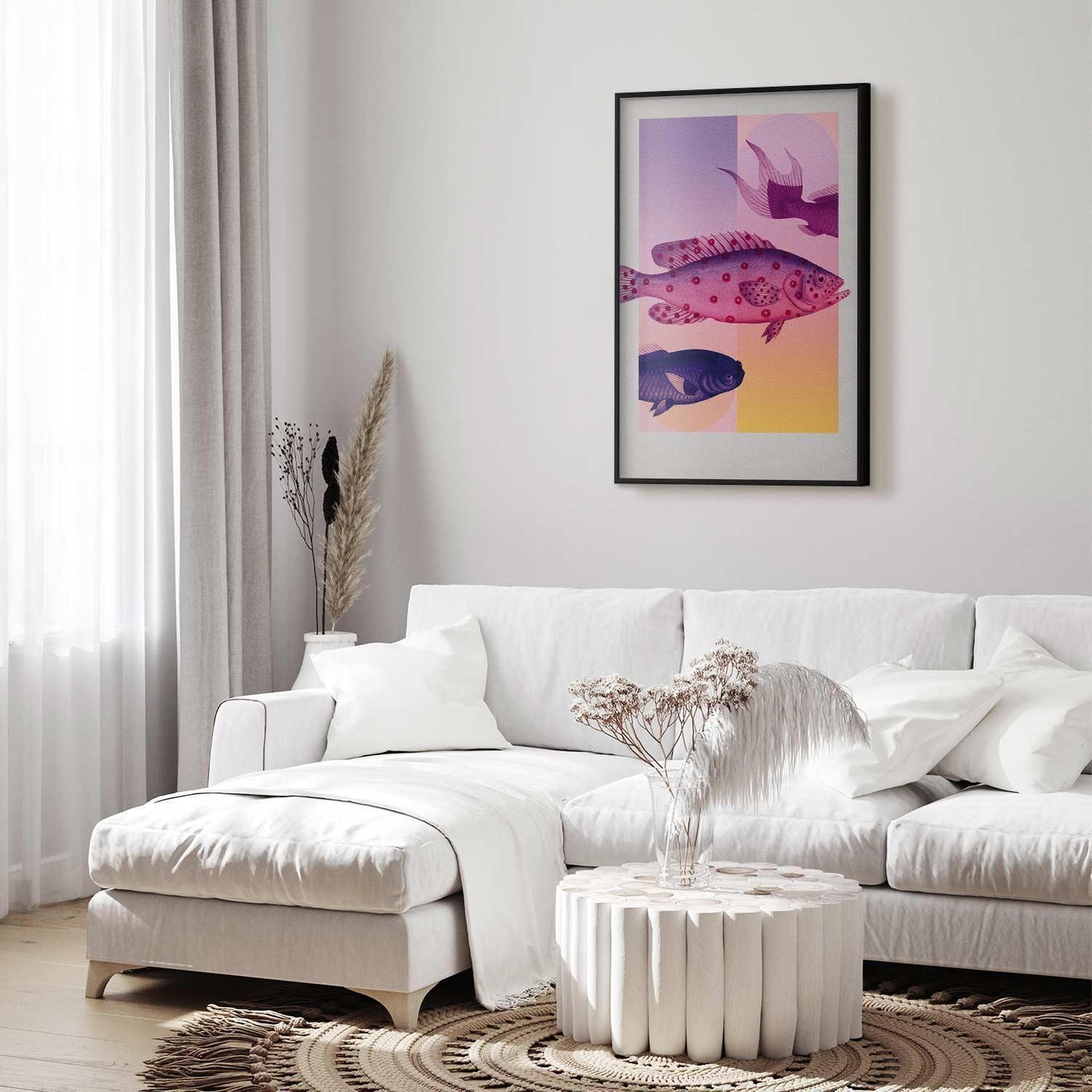 Poster - Fantastic Fish - artistic illustration of fish on a colorful background Artgeist