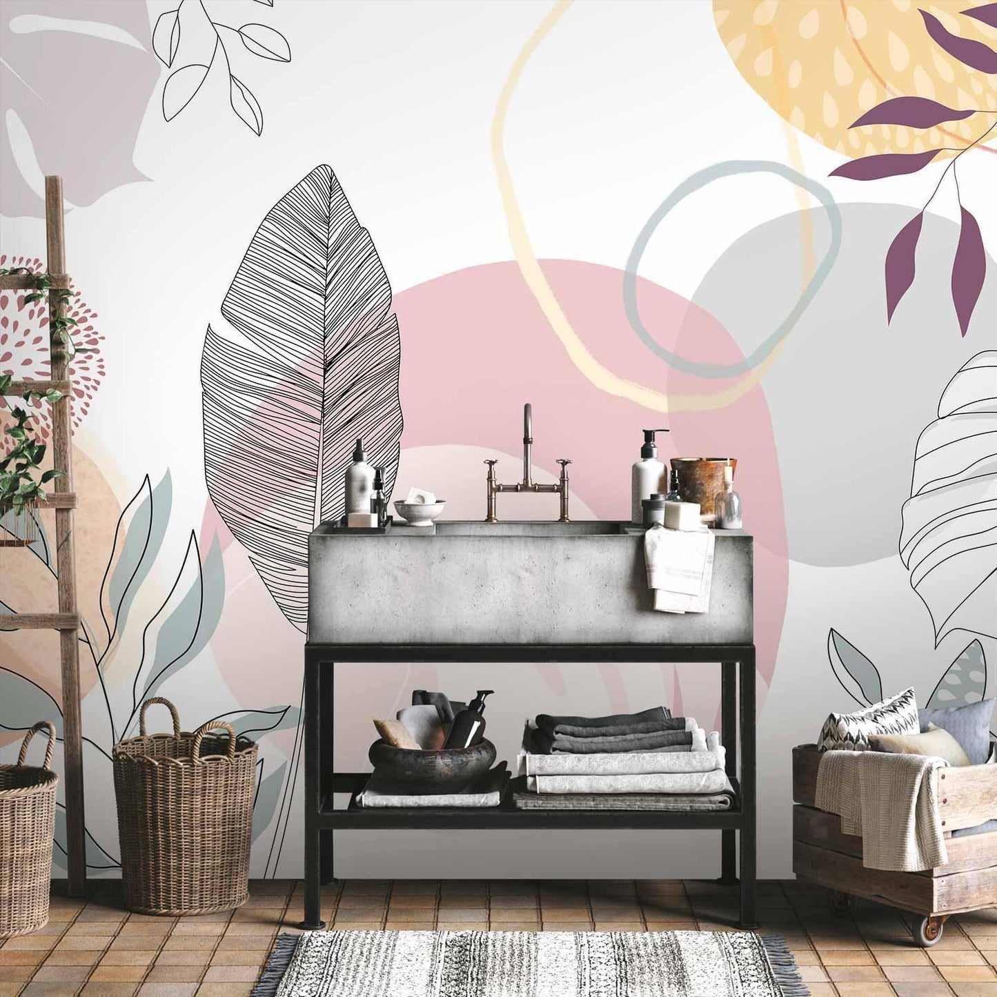 Fototapete - Vegetable Line Art