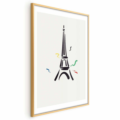 Poster - Black Illustration of the Eiffel Tower on a Light Background