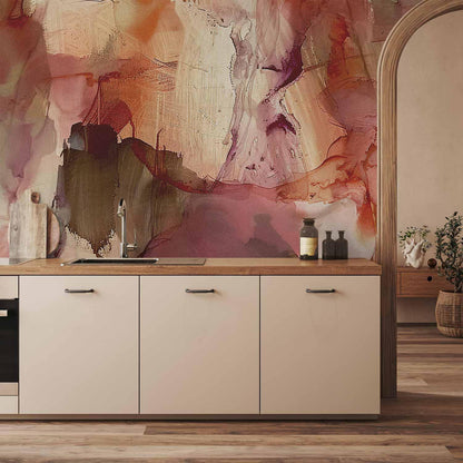 Fototapete Frühlingskomposition – Transparente Aquarellformen in Pastelltönen