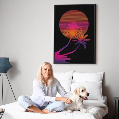 Leinwandbild - Palm at Sunrise (1 Part) Vertical