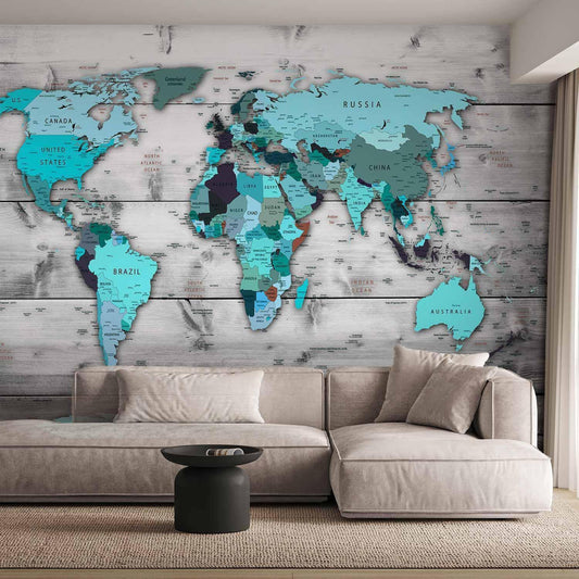Fototapete - World Map: Blue Continents