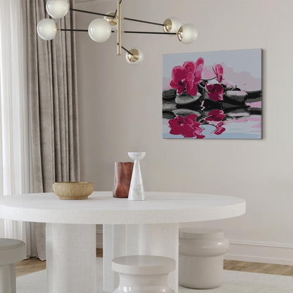 Malen nach Zahlen - Orchid With Zen Stones (Reflection In The Water)