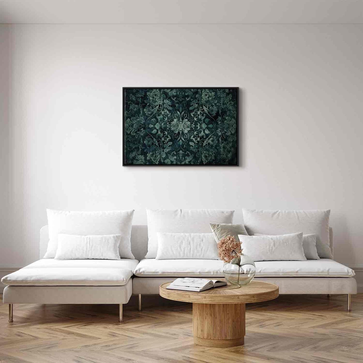 Leinwandbild - Oriental Pattern Carpet: Emerald Ornaments and Worn Patterns