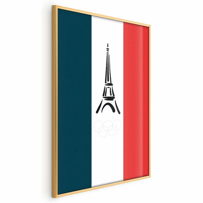 Poster - Graphic Eiffel Tower Against the French Flag Artgeist
