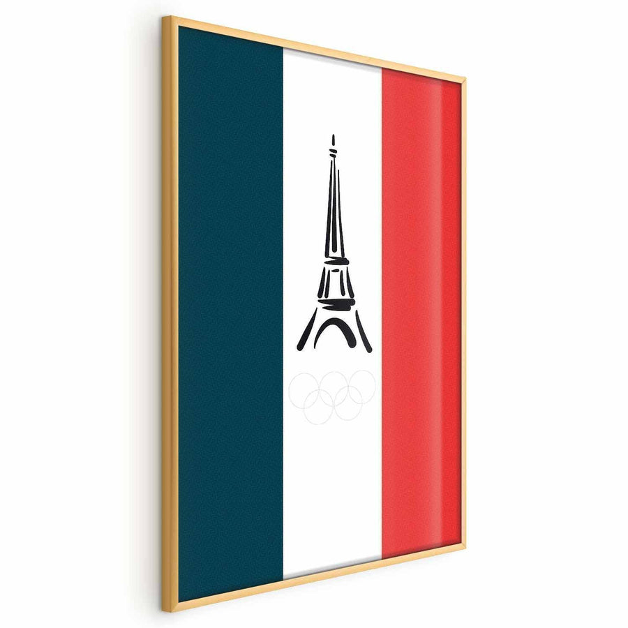 Poster - Graphic Eiffel Tower Against the French Flag Artgeist