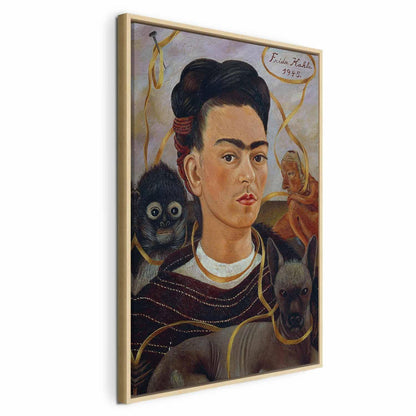 Leinwandbild - Frida Kahlo – Self-Portrait with Changuito