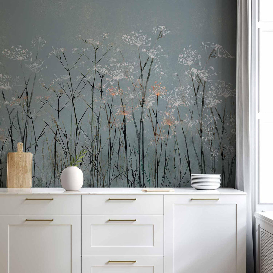 Fototapete „Knoblauchblüten – Florale Ästhetik in zartem Design“