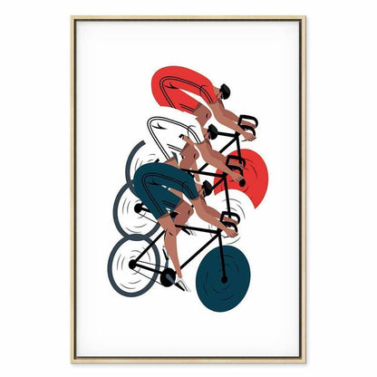 Leinwandbild - Cycling Race Competitors on a Light Background - Illustration