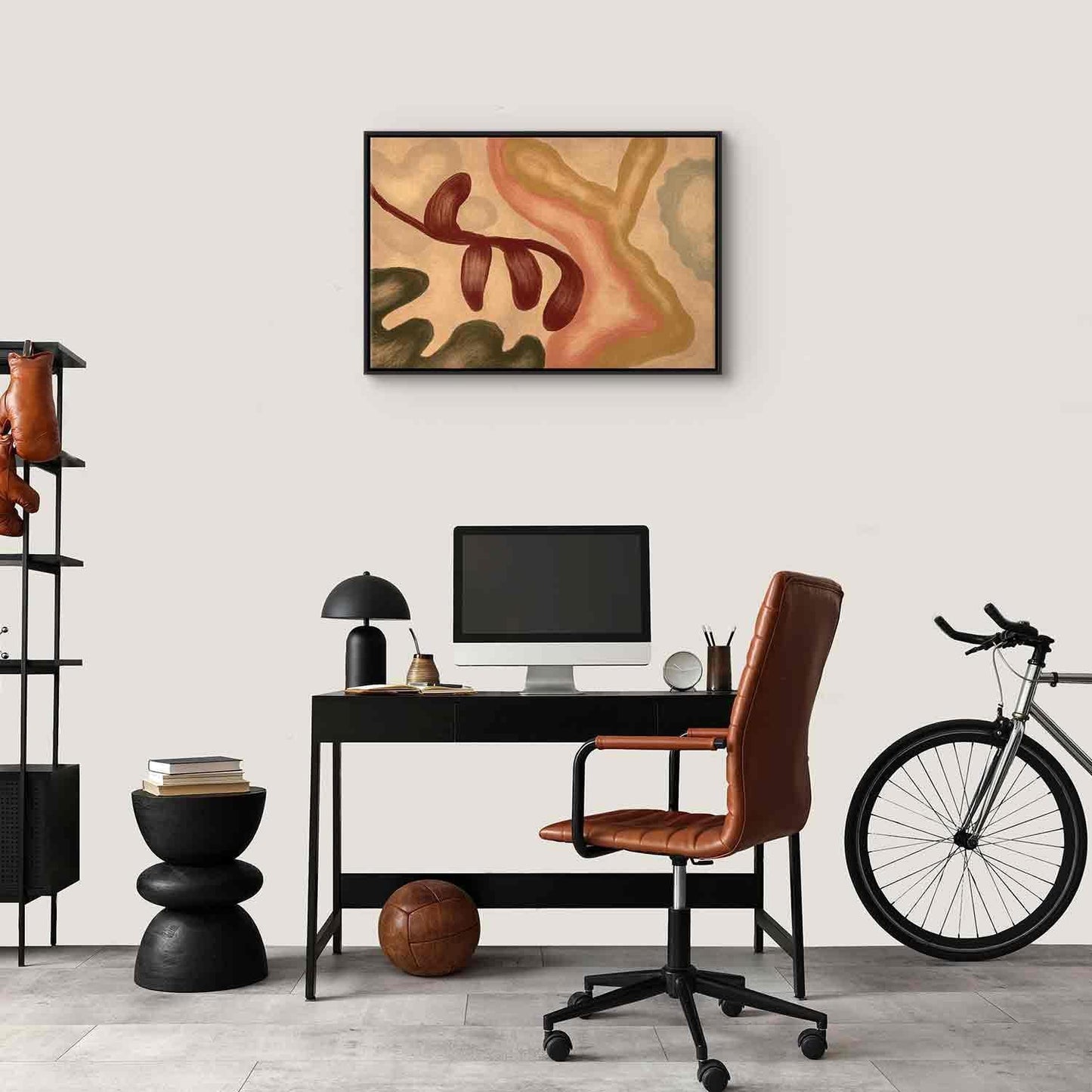 Leinwandbild - Colorful shapes – worn-out figures in lime wash technique