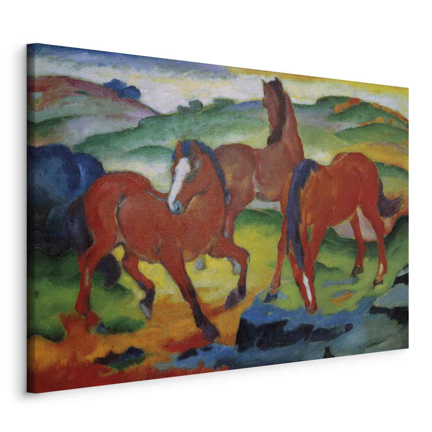 Leinwandbild - The Red Horses (Grazing Horses IV) (Franz Marc) Artgeist