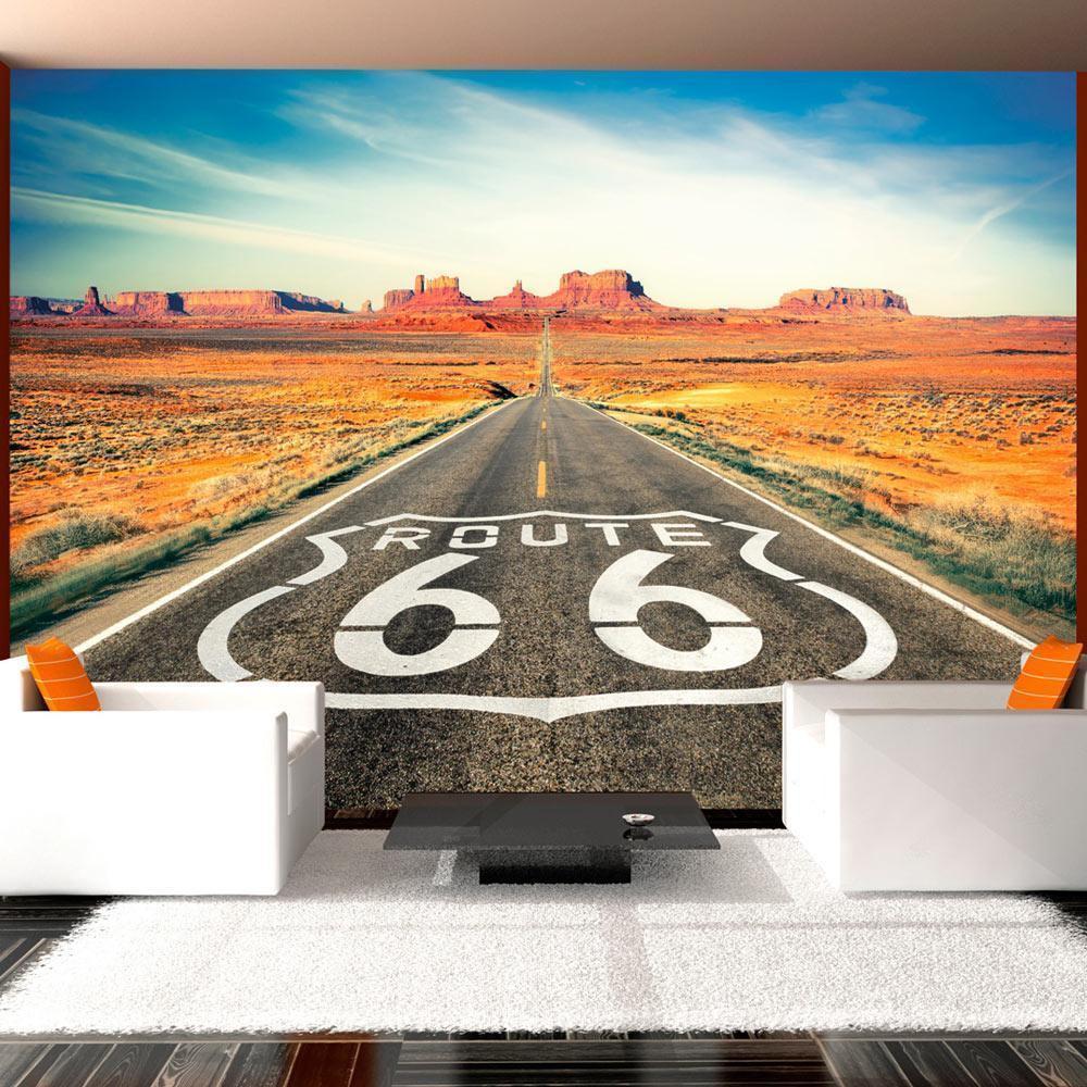 Vintage Fototapete mit Route-66-Motiv im Retro-Look

