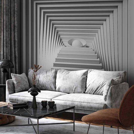 Fototapete Quadratische Tiefe – Moderne 3D-Wanddekoration mit Perspektive