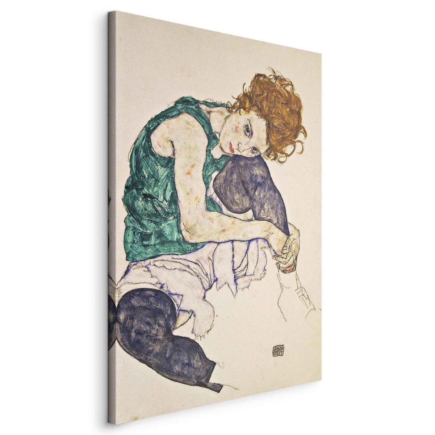 Leinwandbild - Seated Woman with Legs Drawn Up Artgeist