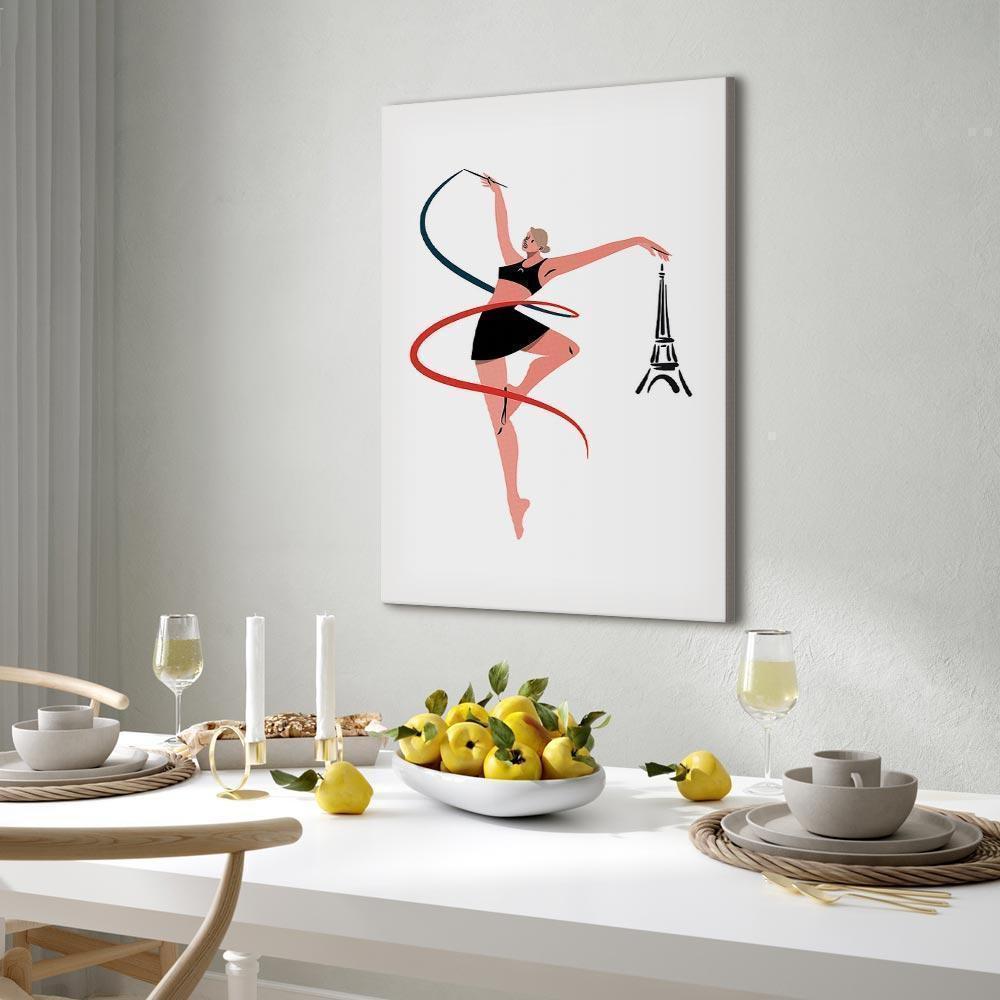 Leinwandbild - Rhythmic Gymnastics - Illustration of a Woman With a Ribbon