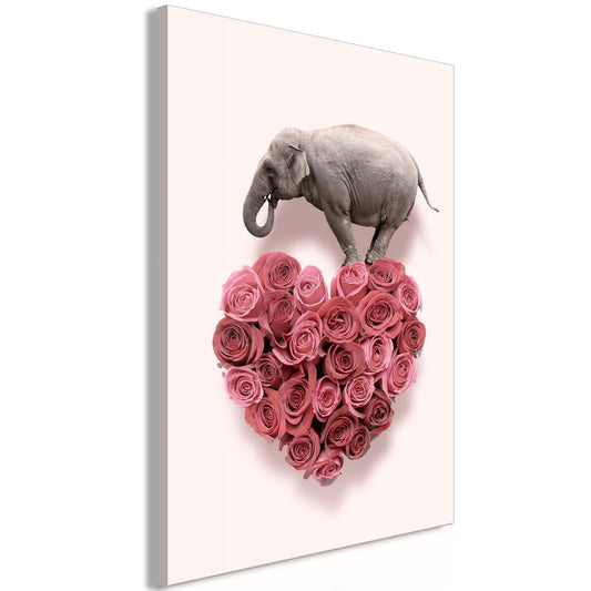 Leinwandbild - Elephant Lover (1-part) - Elephant Amid Pink Flowers Artgeist
