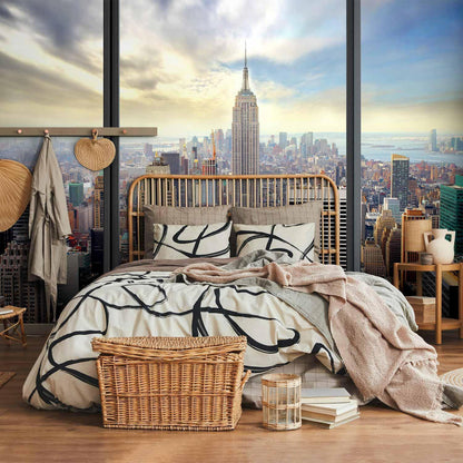 Fototapete - City behind glass