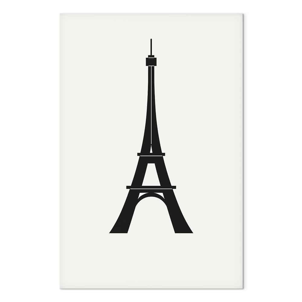 Leinwandbild - Eiffel Tower Simple Graphics in Black and White