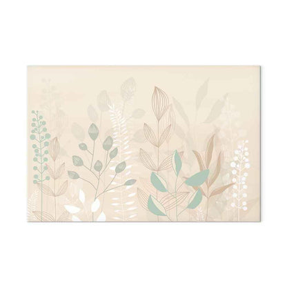 Leinwandbild - Morning in the Meadow - Various Pastel Plants on a Beige Background