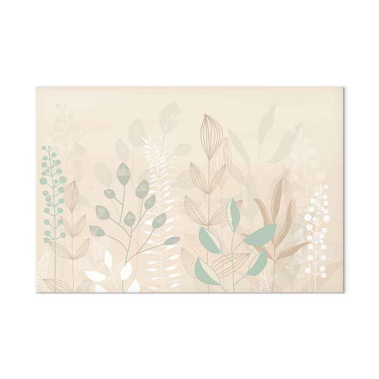 Leinwandbild - Morning in the Meadow - Various Pastel Plants on a Beige Background