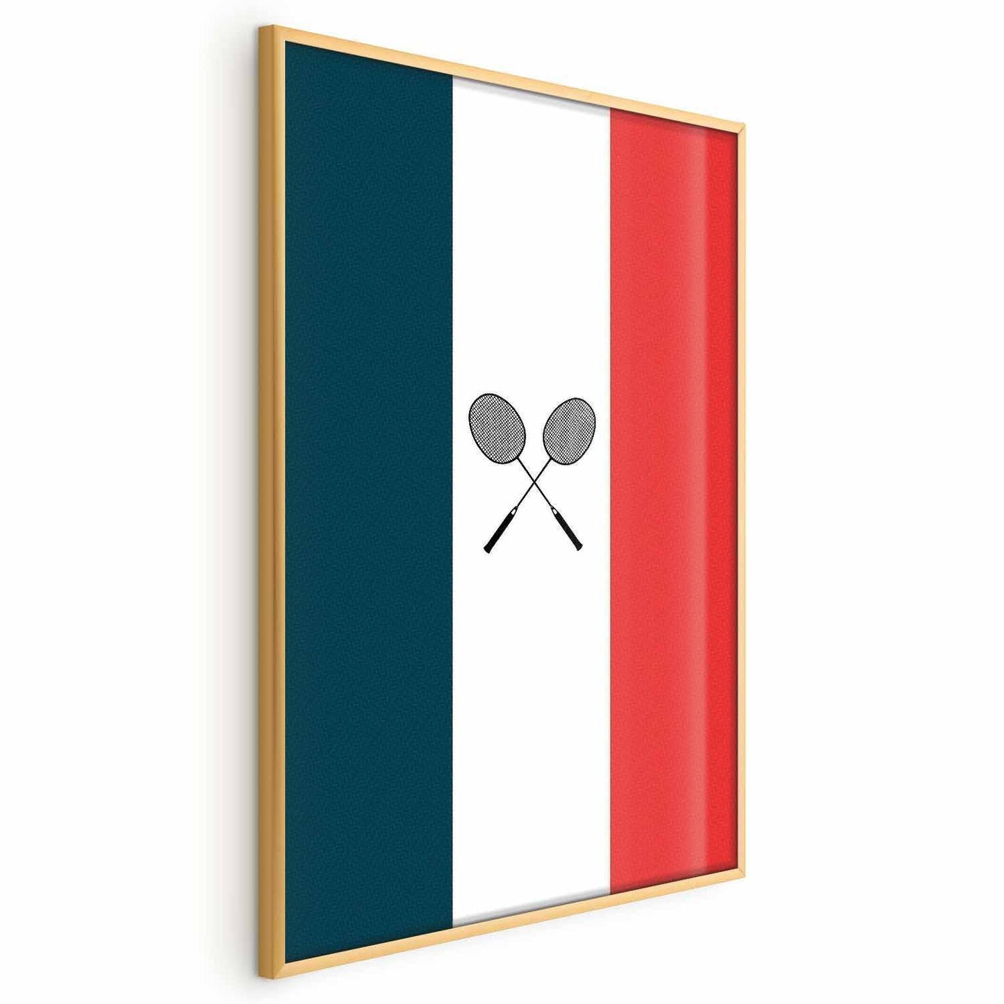 Poster - French Flags and Black Badminton Rackets