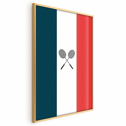 Poster - French Flags and Black Badminton Rackets