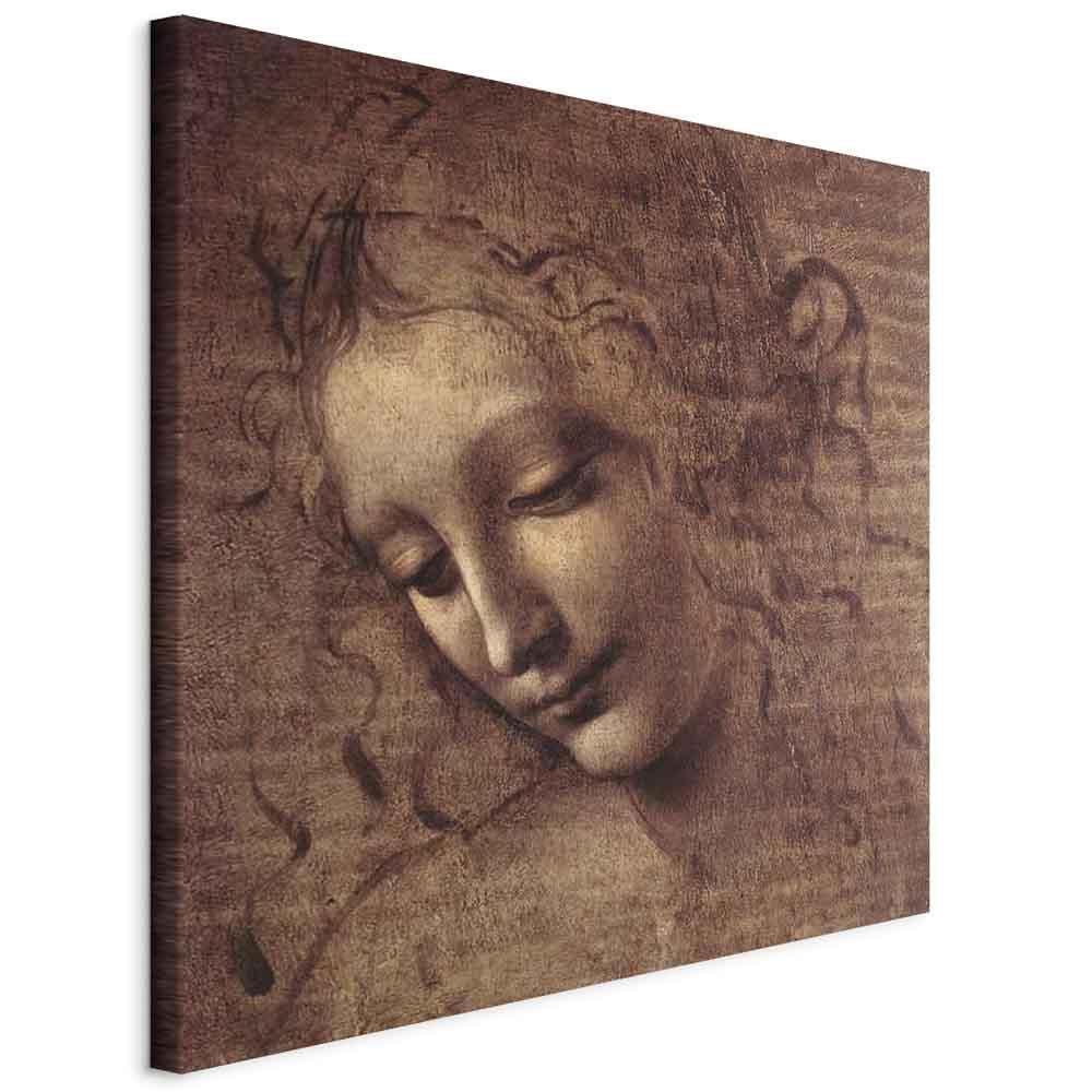 Leinwandbild - Leonardo da Vinci – Head of a Young Woman (Leda)