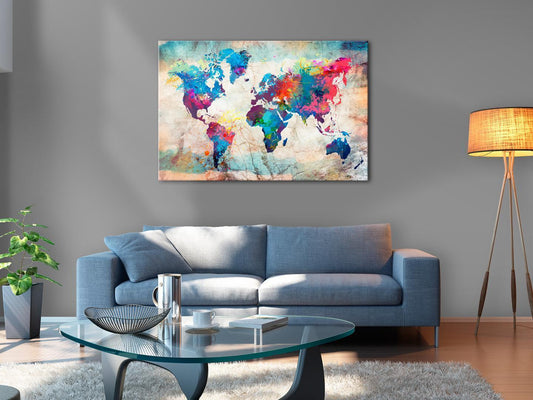 Korkbild - World Map: Colourful Madness Artgeist