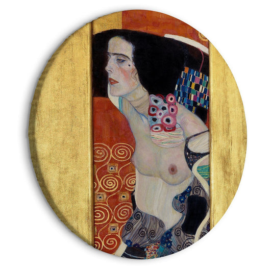 Rundes Bild - Judith II, Gustav Klimt - Abstract Portrait of a Half-Naked Woman Artgeist