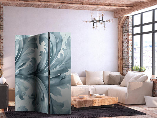 Paravent - Stone Baroque Ornaments in Light Shades of Gray and Blue Artgeist