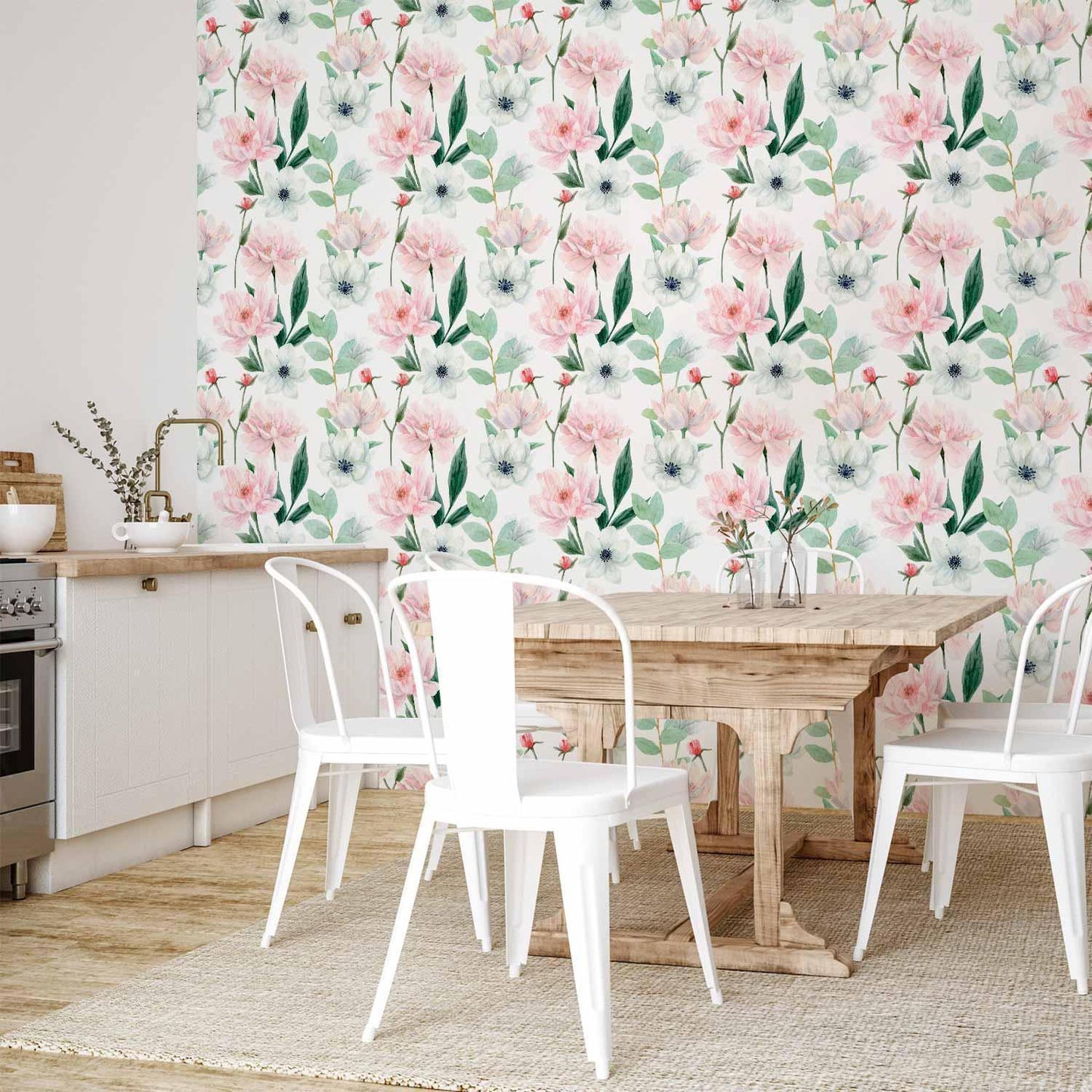 Tapete - Peonies on white background