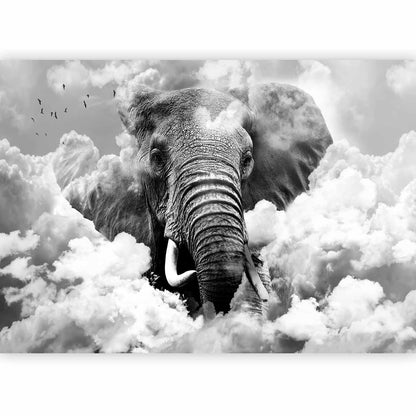 Fototapete - Elephant in the Clouds (Black and White) Artgeist