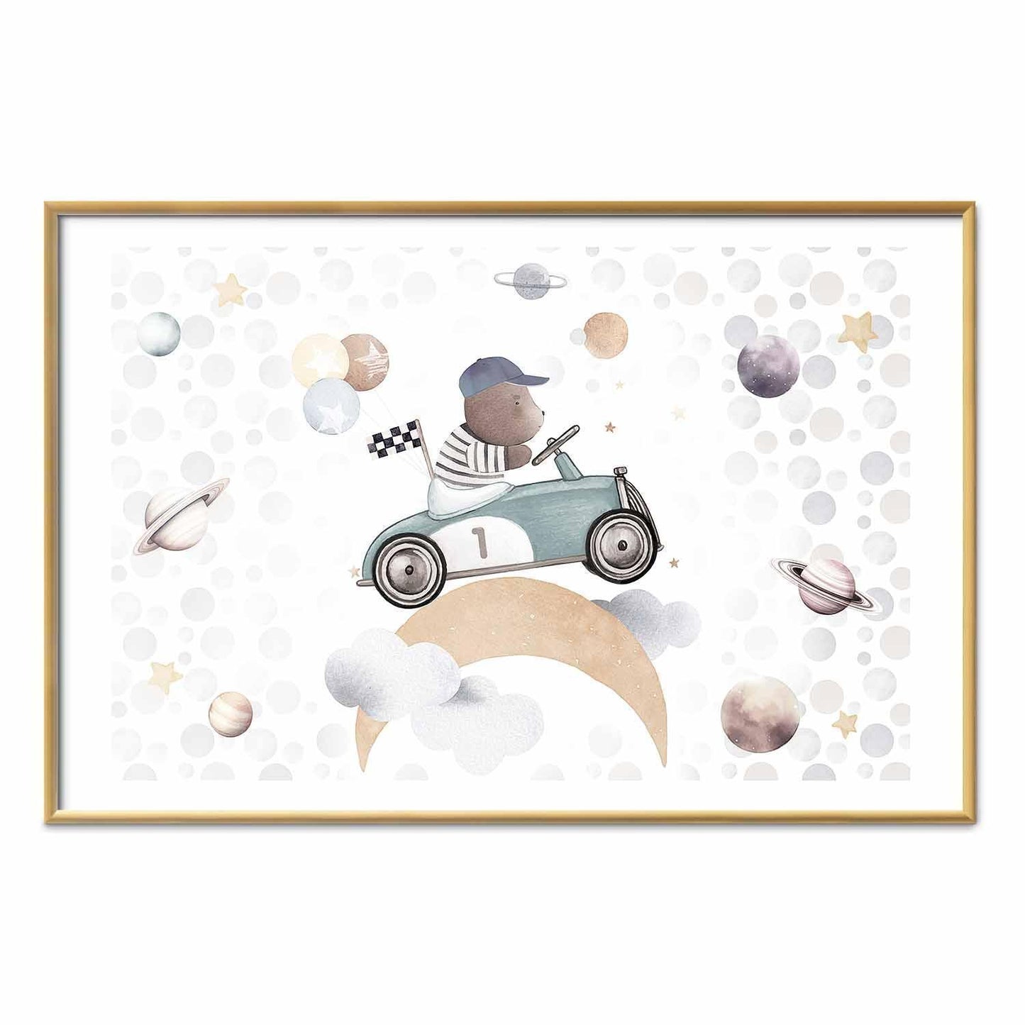 Poster - Bear in a Race Car