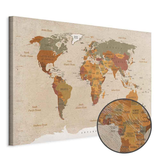Leinwandbild - World Map: Beige Chic