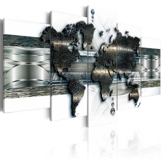 Leinwandbild - Metal World Map