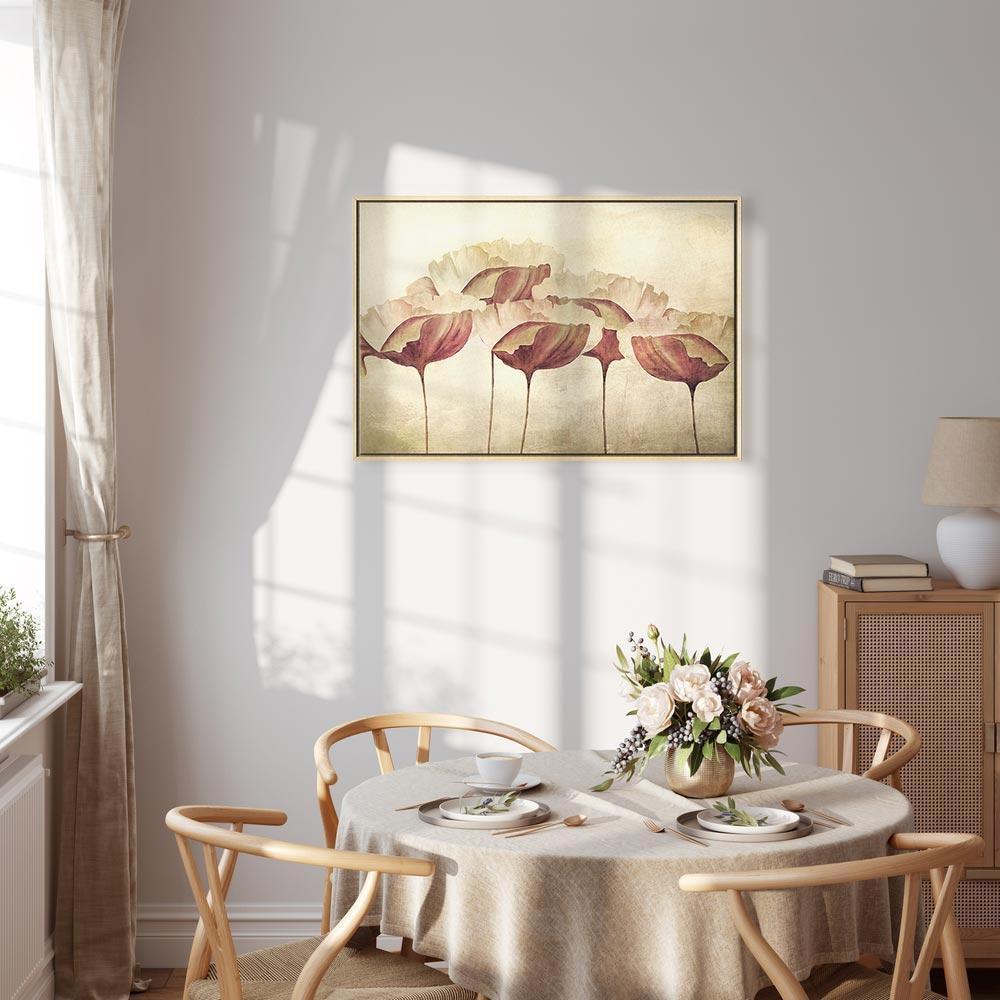 Leinwandbild - Flowers in Beige (1 Part) Wide