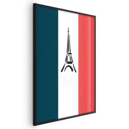 Poster - Graphic Eiffel Tower Against the French Flag Artgeist