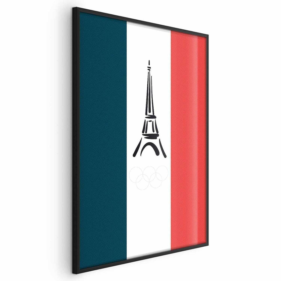 Poster - Graphic Eiffel Tower Against the French Flag Artgeist
